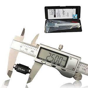 Calibrador Vernier Digital, Electrónico Herramienta de Medición de Acero Inoxidable 150 mm/6 Inch Métrica para Interior Profundidad Exterior Longitud Altura y Medidas de Espesor