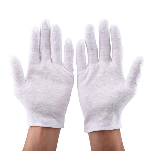 Guante De Trabajo Blanco, 12 Pares Guantes De Inspección Blancos, Guante De Algodón Ligero Y Cómodo, Aplicable Al Uso De Etiqueta, Inspección, Instrumentos De Precisión, Etc.