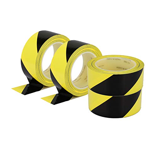 Cinta de seguridad de advertencia de peligro, 36 yardas x 2 cm x 4 rollos, color amarillo y negro, rollo de cinta de precaución, impermeable, antideslizante, no abrasiva, autoadhesiva, para piso de pared, piso, equipo de tuberías, fábrica