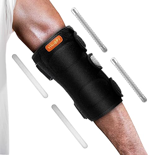 Wahopy Codera de compresión, férula extraíble y correa de apoyo estable para codo de tenista, codo de golf, tendinitis, nervio cubital, dolor de síndrome de túnel cubital, para hombres y mujeres, dormir y uso diario