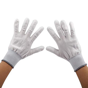 ZJchao Guantes Blancos, 1 par PU Antideslizante antiestático Recubierto Guante de Nylon Estiramiento Engrosado guarnición Estirable, Guantes de Plata Moneda Inspección Guantes(1#)