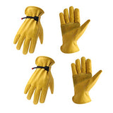 2 pares de guantes de trabajo de cuero para hombres y mujeres, guantes Rigger para conductores, trabajos de jardín, jardinería (S, amarillo)