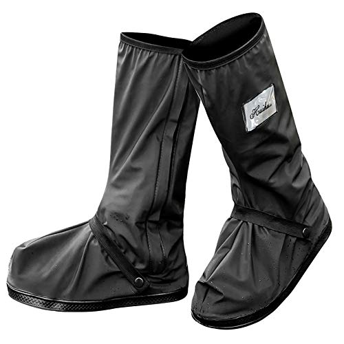 EMAGIE Protector de Zapatos Impermeable Cubiertas de Botas a Prueba de Agua Lluvia Nieve Cubrebotas con Tacones Reflectantes para Hombre Mujer Exteriores Bicicleta Motocicleta Viaje(L)