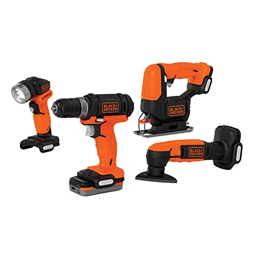 BLACK+DECKER BDCK502C1 Paquete de 4 Herramientas Multiproyectos y Batería Power Bank USB