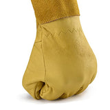 Guantes de jardinería para hombres y mujeres, a prueba de espinas, cuero vacuno para podar rosa/mora, guante largo de protección para antebrazo, guantes de trabajo para jardín (grande)