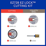 Dremel EZ728-01 EZ Lock - Kit de accesorios para discos de corte, ruedas de corte para cortes de plástico, metal y finos, juego de accesorios surtidos de 11 piezas