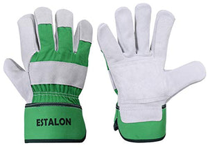 Estalon - Guantes de trabajo de piel de vaca para hombres y mujeres, guantes de rendimiento para jardinería, construcción y conducción, tallas pequeñas a XL, 1 par