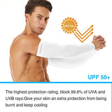 KMMIN Mangas de brazo, mangas de protección UV para conducir, ciclismo, golf, baloncesto, calentador, mangas de brazo de refrigeración UPF 50, guantes protectores de protección solar para hombres, mujeres y adultos, cubre tatuajes (2 blanco)