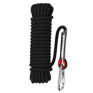 Aoneky 10 mm Cuerda Estática al Aire Libre Cuerda de Escalada, Cuerda de Seguridad Rescate Supervivencia, Multicolor (Negro 1, 32 pies)