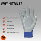 Vgo Glove Nitrile Coating Jardinería y guantes de trabajo para uso general (10 pares, tamaño: medio)