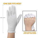 XS Guantes de algodón extra pequeños para manos secas, guantes hidratantes durante la noche, tratamiento de eczema, terapia de spa para la piel, inspección de joyas cosméticas, calidad premium (5 pares)