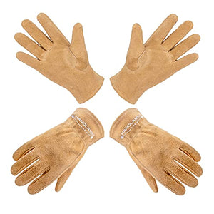 HANDLANDY Guantes de trabajo de piel auténtica para niños de 3 a 11 años, guantes de jardinería para niños y niñas (S (para edades de 2 a 4 años), 2 pares)