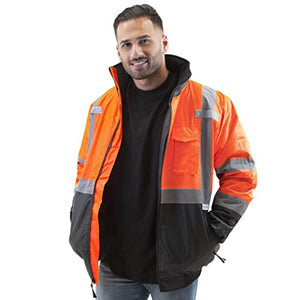 JORESTECH Chaqueta de seguridad impermeable reflectante de alta visibilidad, naranja, clase 3, nivel 2, tipo R JK-01 (5XL)