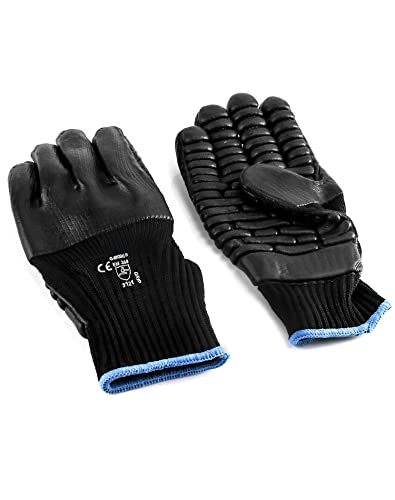 QWORK Guantes de trabajo antivibración, guantes con revestimiento de punto sin costuras, 1 par