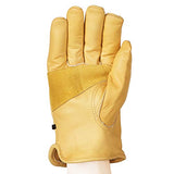 AmazonBasics Leather Work Gloves with Wrist Closure, Yellow, XL