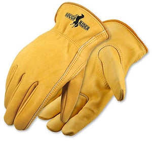 Galeton 25001PR-M 25001PR Rough Rider Premium Leather Driver Gloves, Elastic Back, Medium, Gold