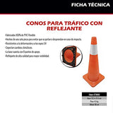 Cono Señalización para Tráfico 90 cm de altura con Reflejante Dogotuls CT3003