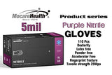 MocareHealth Guantes desechables de nitrilo morado más gruesos, 5 mil, texturizados, sin látex, sin acelerador, sin polvo, mediano, 110 unidades/caja (110, mediano)