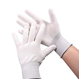 Ehdis® Guantes de trabajo blancos de nylon Guantes de trabajo extensibles de dedo completo Guantes antideslizantes antiestáticos para lavado, limpieza de automóviles, limpieza de limpieza del hogar - 6 par