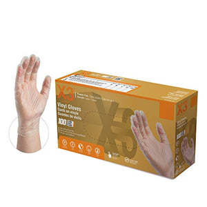 Ammex GPX3 Vinyl Glove, Latex Free, Disposable, Powder Free, Small (Box of 100)