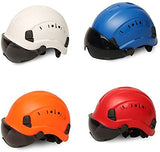 LSHAOBO Casco de Seguridad Casco Industrial ABS con Gafas, diseño de Soporte Protector, Utilizado en proyectos de construcción, Operaciones a Gran altitud(Color:Orange)