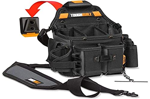 ToughBuilt - Bolsa Journeyman/Electricista + Acople con correa para el hombro (21 bolsillos/presillas) - (Patente ClipTech Hub & Belts) - (TB-CT-114)