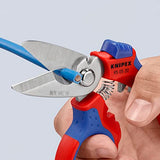 KNIPEX Tools - Tijeras de acero inoxidable 95 05 20 US en ángulo para electricistas, 6-1/4 pulgadas, rojo/azul