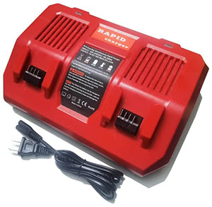 Anoitd Reemplazo de Milwaukee M18 DualBay Cargador rápido simultáneo 48-59-1802 para Milwaukee 18V M18Lithium Battery 48-11-1811, C18B, Li18, M18, M18B, M18B2, M18B4, M18BX