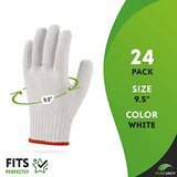 PUREVACY Guantes De Punto De Cuerda De Algodón De 9.5 pulgadas (24.1 cm). Paquete De 12 Pares De Guantes De Trabajo De Seguridad Con Muñeca Elástica Roja Para Hombres Y Mujeres. Protección De Manos Para Almacén Industrial, Construcción De Jardinería