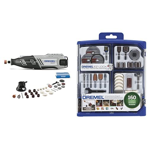 Dremel 8220-1/28 Herramienta rotativa con 1 aditamento y 28 accesorios + Dremel 710-08 Kit de accesorios de todo propósito para herramienta giratoria, 160 piezas, 710-08, Set de accesorios, 1