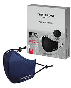 Kenneth Cole Neopreno Repelente Al Agua Anticontaminación Anti-Polvo Mascarilla Reutilizable De 6 Capas (Azul Marino)