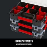 CRAFTSMAN Organizador de almacenamiento, organizador de piezas pequeñas, 3 paquetes con 10 compartimentos, tapa incluye pestillo seguro (CMST60964M)