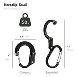 HEROCLIP Mosquetón clip y gancho (pequeño) | para bolso, cochecito y mochila