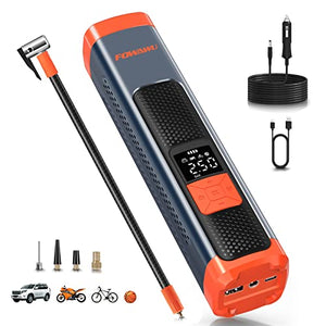 FOWAWU 6000mAh 150PSI Inflador Ruedas Coche, Compresor Aire Coche Bomba de Aire Electrica,Compresor Aire Portátil con Cable DC 12V Pantalla LCD Linterna LED para Automóviles Moto Bicicleta Pelotas