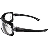 Birdz Gafas de sol deportivas acolchadas de seguridad para motocicleta, color negro con lente transparente