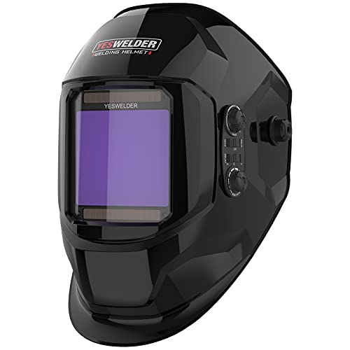 YESWELDER LYG-17800F - Casco de soldadura de oscurecimiento automático, pantalla de visualización grande, color verdadero, sensor de 4 arcos, para soldadura de arco TIG MIG