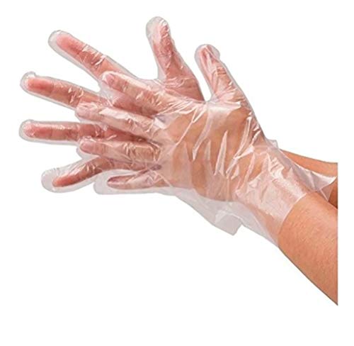 100 Guantes Desechables Polietileno – sin látex, plástico para preparación de Alimentos, Guantes Seguros para cocinar, Limpieza, Transparente, unitalla.