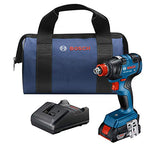 Bosch GDX18V-1800B12 18V EC sin escobillas 1/4 pulgadas y 1/2 pulgadas. Kit de destornillador de impacto dos en uno con batería SlimPack de 2.0 Ah