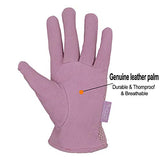 HANDLANDY Handandy - Guantes de jardinería de Piel para Mujer, Ajuste cómodo de Malla 3D, Resistentes a los arañazos, Guantes de Trabajo para jardinería o poda de Rosas, Rosado, Large