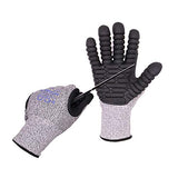 Guantes antivibración, resistentes a cortes y impactos, guantes mecánicos de trabajo, Gris, Large