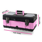 Pink Power Caja de herramientas rosa para mujer – Caja de herramientas pequeña de metal y plástico portátil ligera y rosa con bloqueo vacío – Caja de herramientas para manualidades y herramientas organizador de herramientas para mujer, juego de herramient