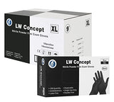 LW CONCEPT Guantes negros de nitrilo médico, sin látex ni polvo, desechables, ultrarfuertes, cuidado de la salud, uso de manipulación de alimentos (mediano, caja de 100)