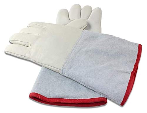 Guantes impermeables, guantes de nitrógeno líquido. Guantes de piel de vaca protectores de nitrógeno líquido a prueba de agua Guantes de trabajo criogénicos de resistencia a baja temperatura (35 cm)