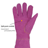 Handland - Guantes de jardinería de piel para mujer, a prueba de torceduras, guantes de jardinería de alta resistencia, longitud del codo, guantes de poda de rosas