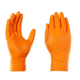 Guantes de nitrilo AMMEX GWON, resistentes, desechables, sin polvo, sin látex ni goma, 8 mil, guantes de nitrilo naranja, Desechable, Anaranjado, XLarge (Box of 100)