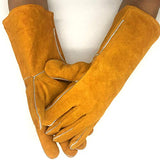 XIAOF-FEN Resistente a Altas temperaturas Guantes de Soldadura - Resistentes al Calor y al Desgaste - for soldadores TIG/Mig/Chimenea/BBQ/Jardinería/Parrillas/Estufas (14 Pulgadas, Oro) Antideslizan