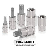 Neiko 10070A Torx Bit Socket y E-Torx Star Socket Set | Juego de 35 piezas, acero S2 y Cr-V, 1/4", 3/8" y 1/2"