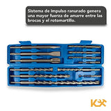 KINGSMAN | Juego De 12 Brocas Y Cinceles - Brocas de Albañilería - Herramientas y Mejoras del Hogar – Para Concreto – SDS Plus – Hechas de Acero - Estuche de Almacenamiento – 12 Piezas