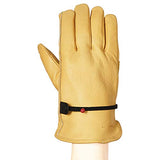 AmazonBasics Leather Work Gloves with Wrist Closure, Yellow, XL