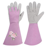 Dengofng Guantes de poda de rosa, guantes de jardinería de protección de antebrazo largo para mujer, antipinchazos, impermeables y extra gruesos(M)